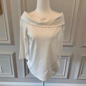 Gibson Ivory Soft Ponte Off the Shoulder Top